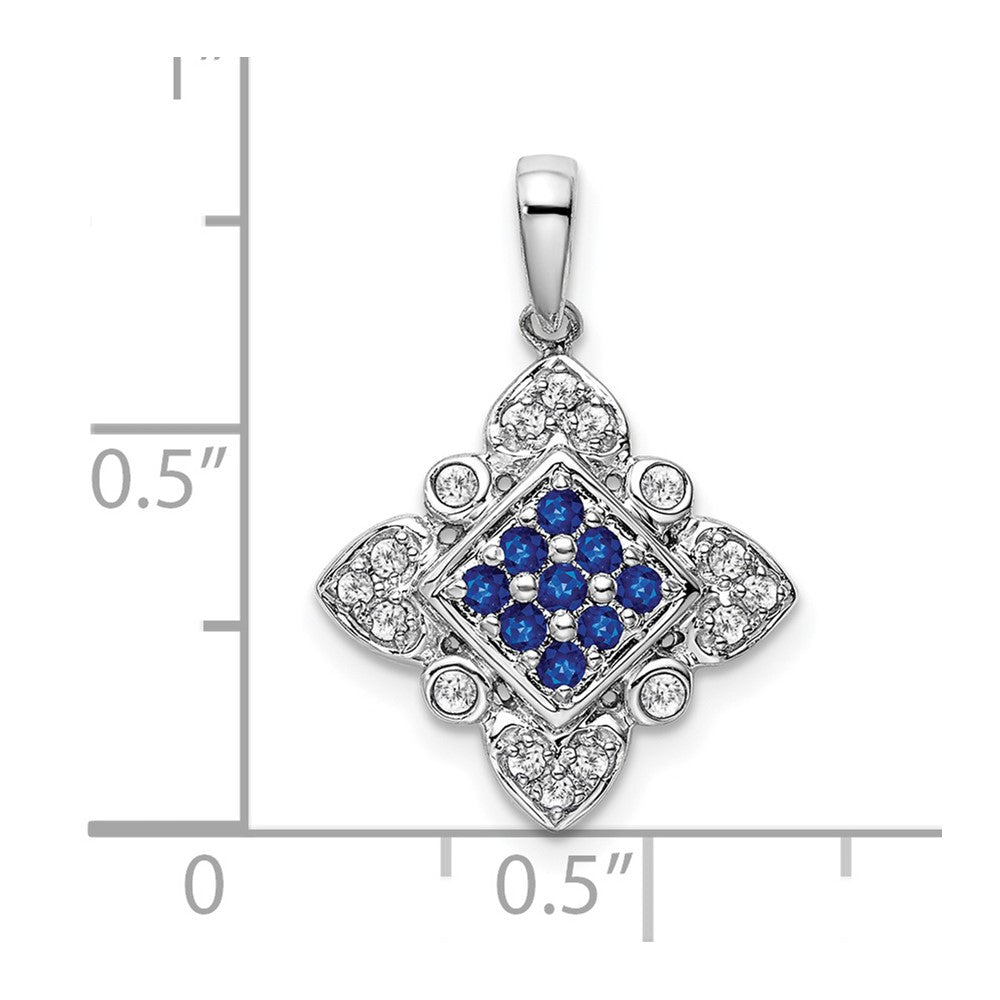 14k white gold sapphire and real diamond vintage pendant pm7181 sa 015 wa