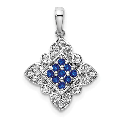 14k white gold sapphire and real diamond vintage pendant pm7181 sa 015 wa