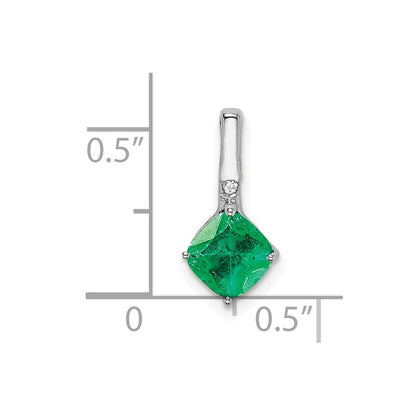 14k white gold cushion emerald and real diamond pendant pm7183 em 001 wa