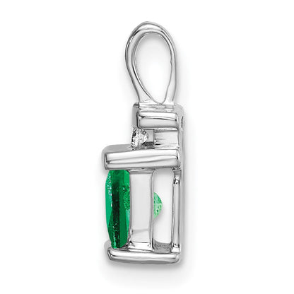 14k white gold square emerald and real diamond pendant pm7184 em 003 wa
