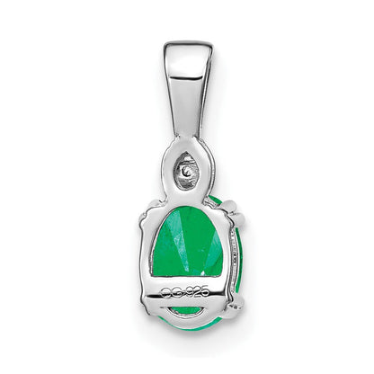 14k white gold oval emerald and real diamond pendant pm7185 em 001 wa