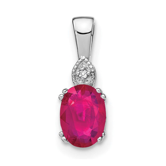 14k white gold oval ruby and real diamond pendant pm7185 ru 001 wa