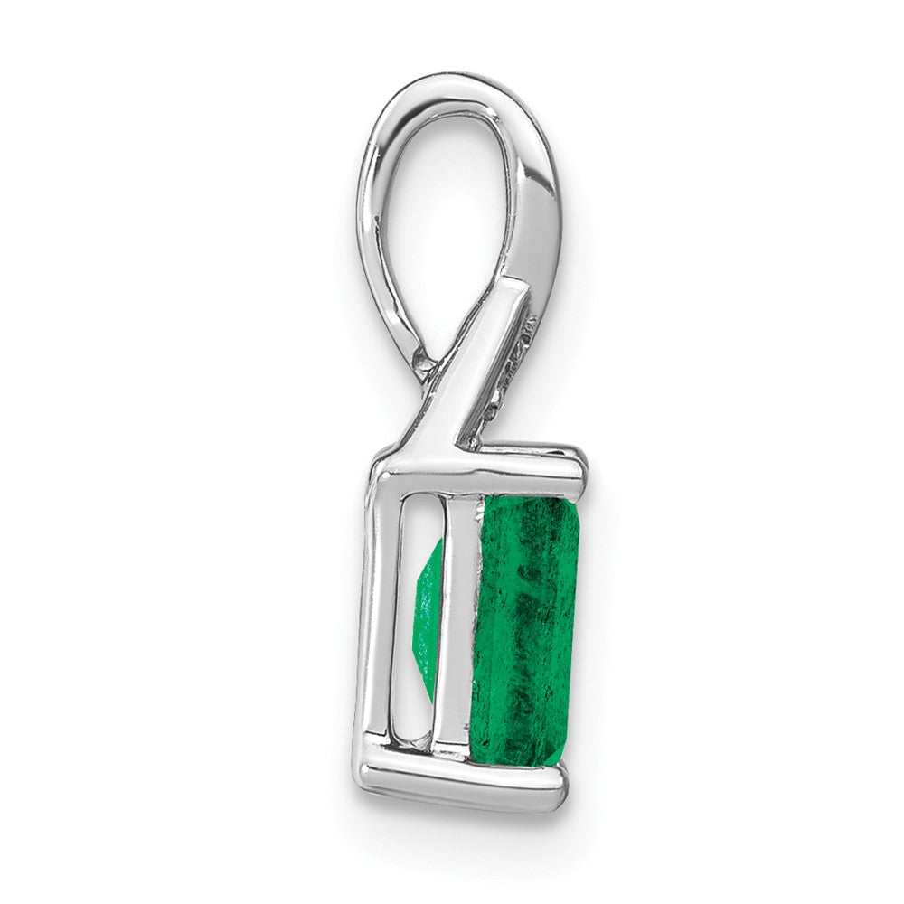 14k white gold rectangle emerald and real diamond pendant pm7187 em 002 wa