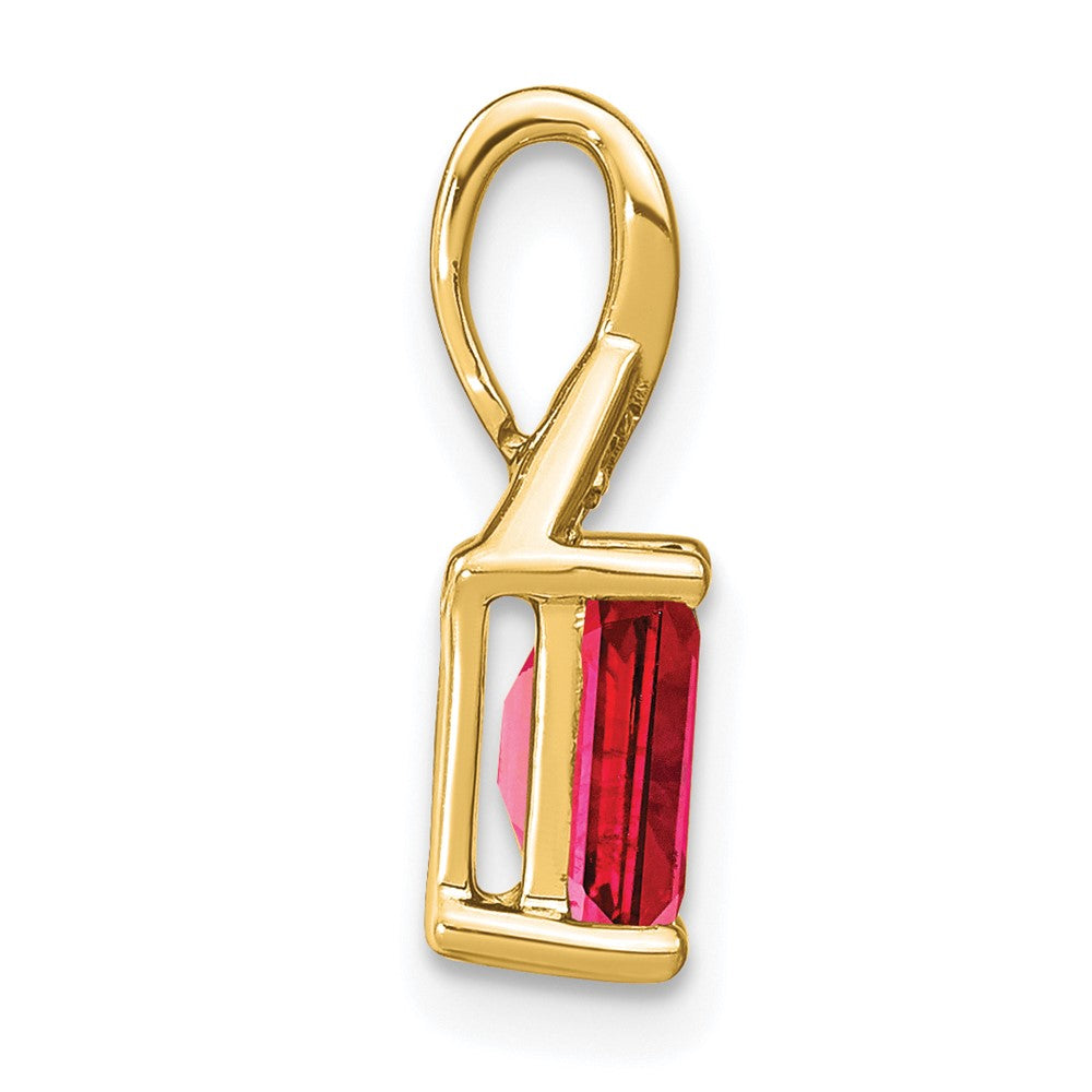 14k yellow gold emerald shape ruby and real diamond pendant pm7187 ru 002 ya