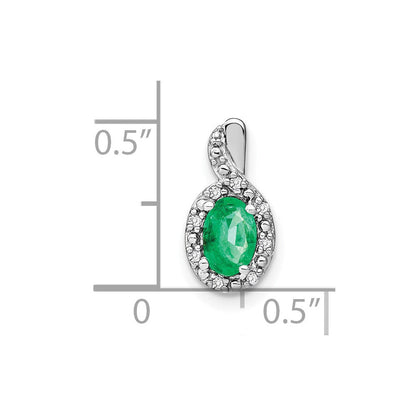 14k white gold oval emerald and real diamond pendant pm7188 em 004 wa