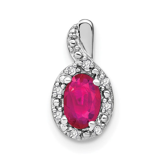 14k white gold oval ruby and real diamond pendant pm7188 ru 004 wa
