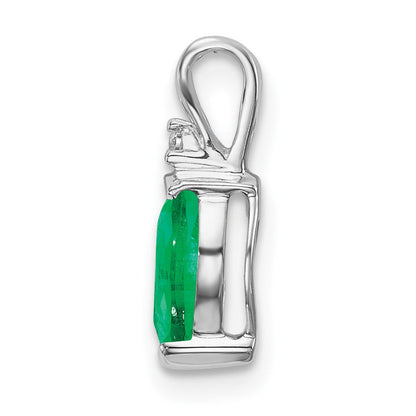 14k white gold pear emerald and real diamond pendant pm7189 em 002 wa