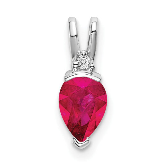 14k white gold pear ruby and real diamond pendant pm7189 ru 002 wa