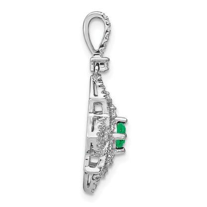 14k white gold emerald and real diamond pendant pm7196 em 025 wa
