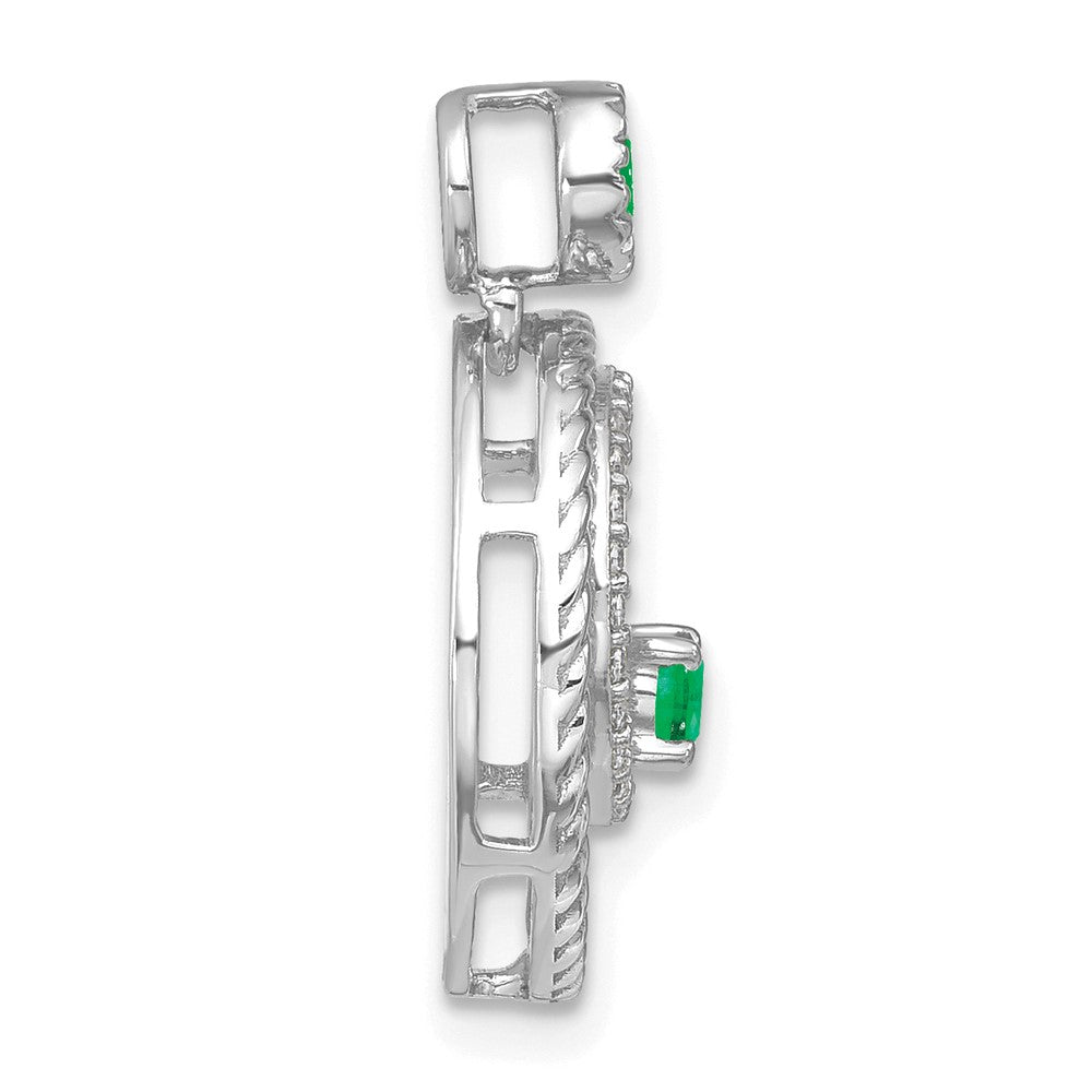 14k white gold emerald and real diamond circles pendant pm7209 em 013 wa