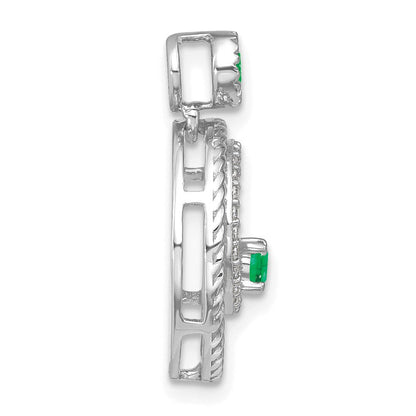 14k white gold emerald and real diamond circles pendant pm7209 em 013 wa