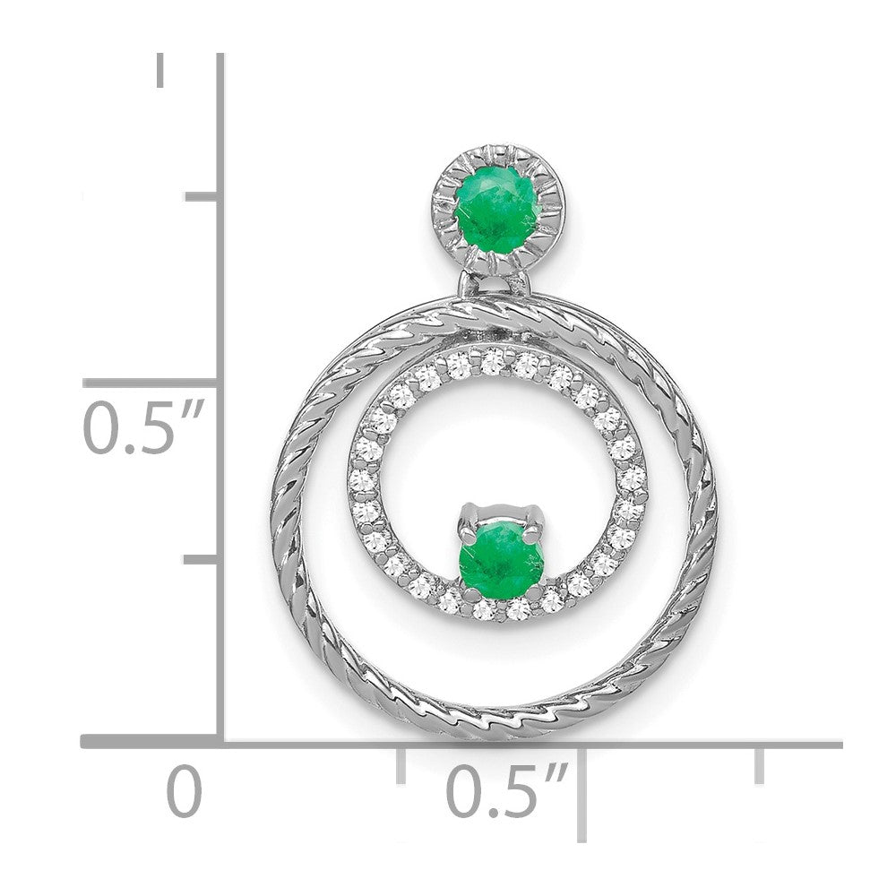 14k white gold emerald and real diamond circles pendant pm7209 em 013 wa