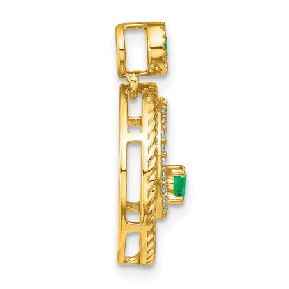 14k yellow gold emerald and real diamond circles pendant pm7209 em 013 ya