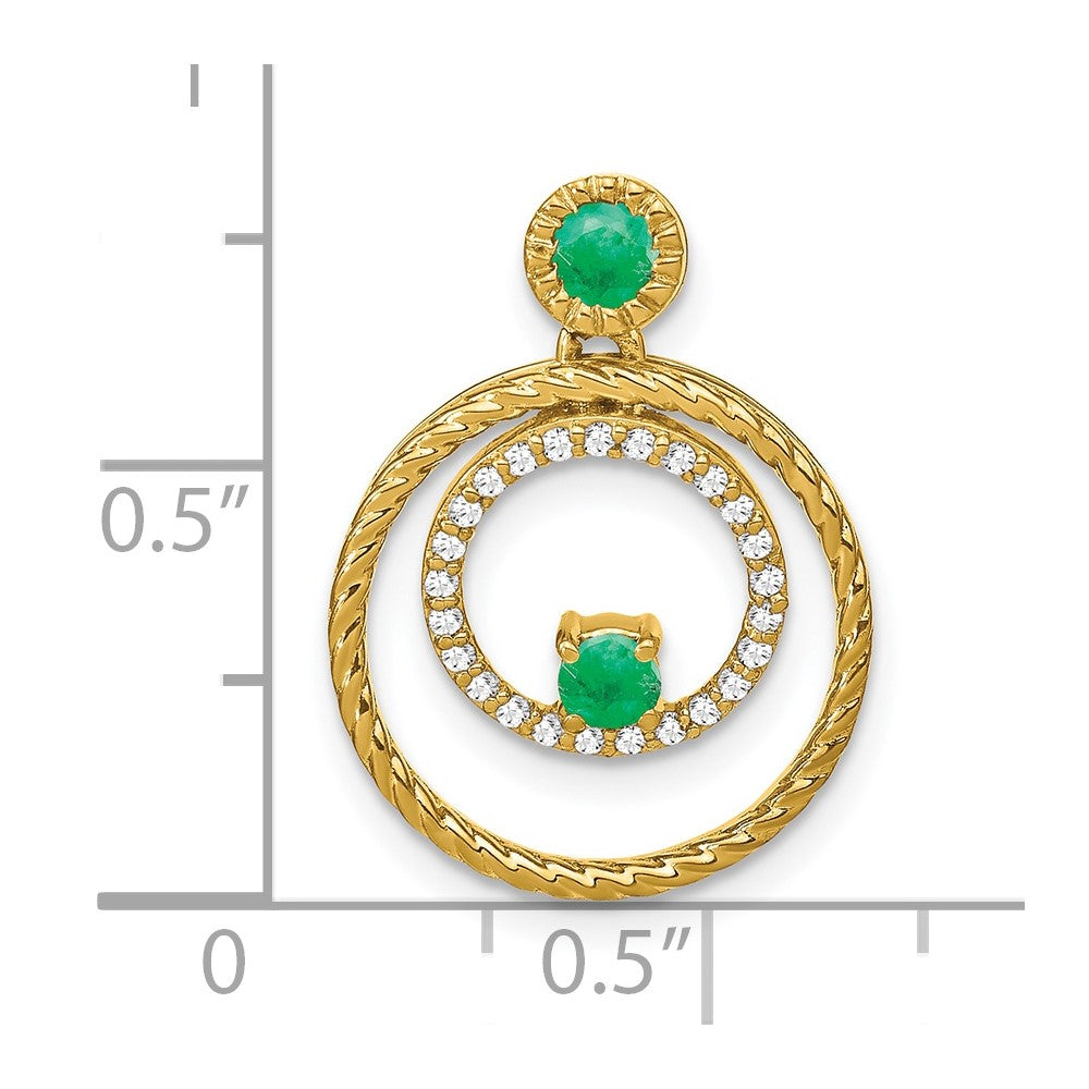 14k yellow gold emerald and real diamond circles pendant pm7209 em 013 ya