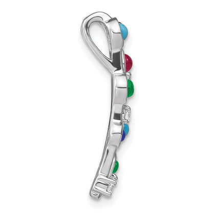 14k white gold gemstone and turquoise modern chain slide pm7253 sa 015 wa