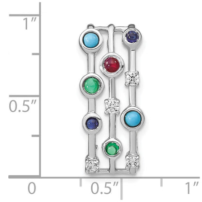 14k white gold gemstone and turquoise modern chain slide pm7253 sa 015 wa