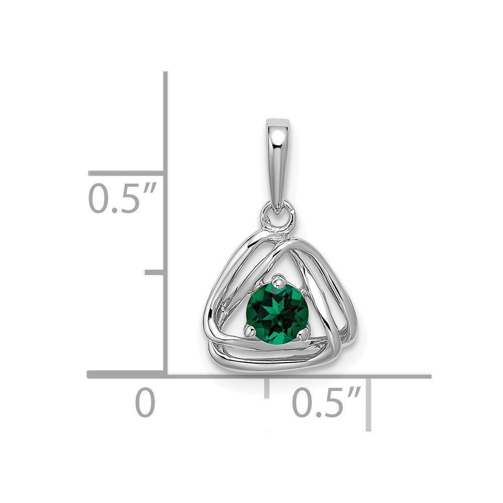 14k white gold created emerald triangle pendant pm7395 cem w
