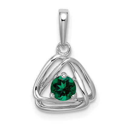 14k white gold created emerald triangle pendant pm7395 cem w