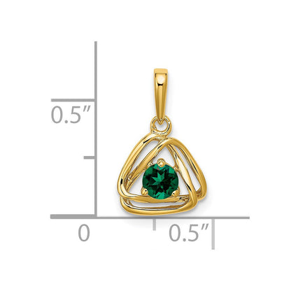14k yellow gold created emerald triangle pendant pm7395 cem y