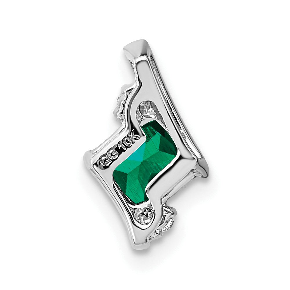 sterling silver antique cushion cr emerald and real diamond pendant pm7398 cem 002 ssa