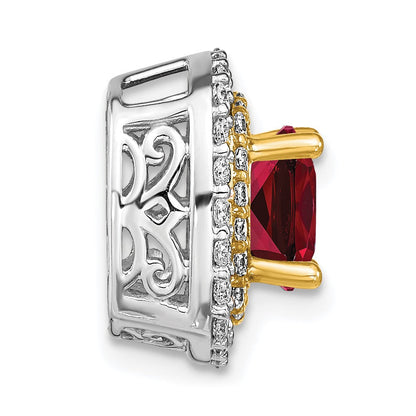 14k two tone gold lab grown real diamond created ruby pendant pm7501 cru 055 wylg