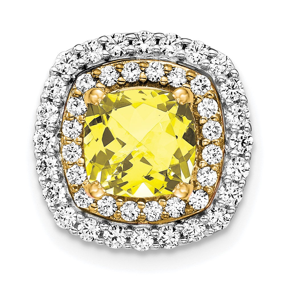 14k two tone gold lab grown real diamond created yellow sapphire pendant pm7501 cys 055 wylg