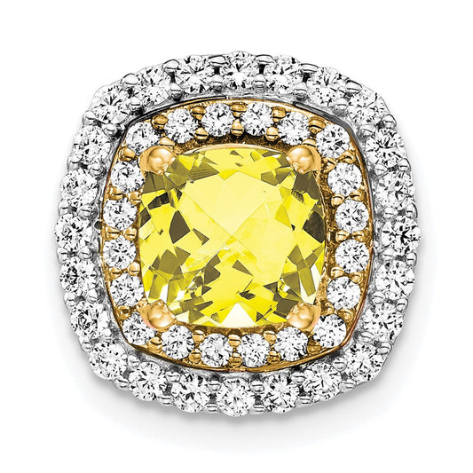 14k two tone gold lab grown real diamond created yellow sapphire pendant pm7501 cys 055 wylg