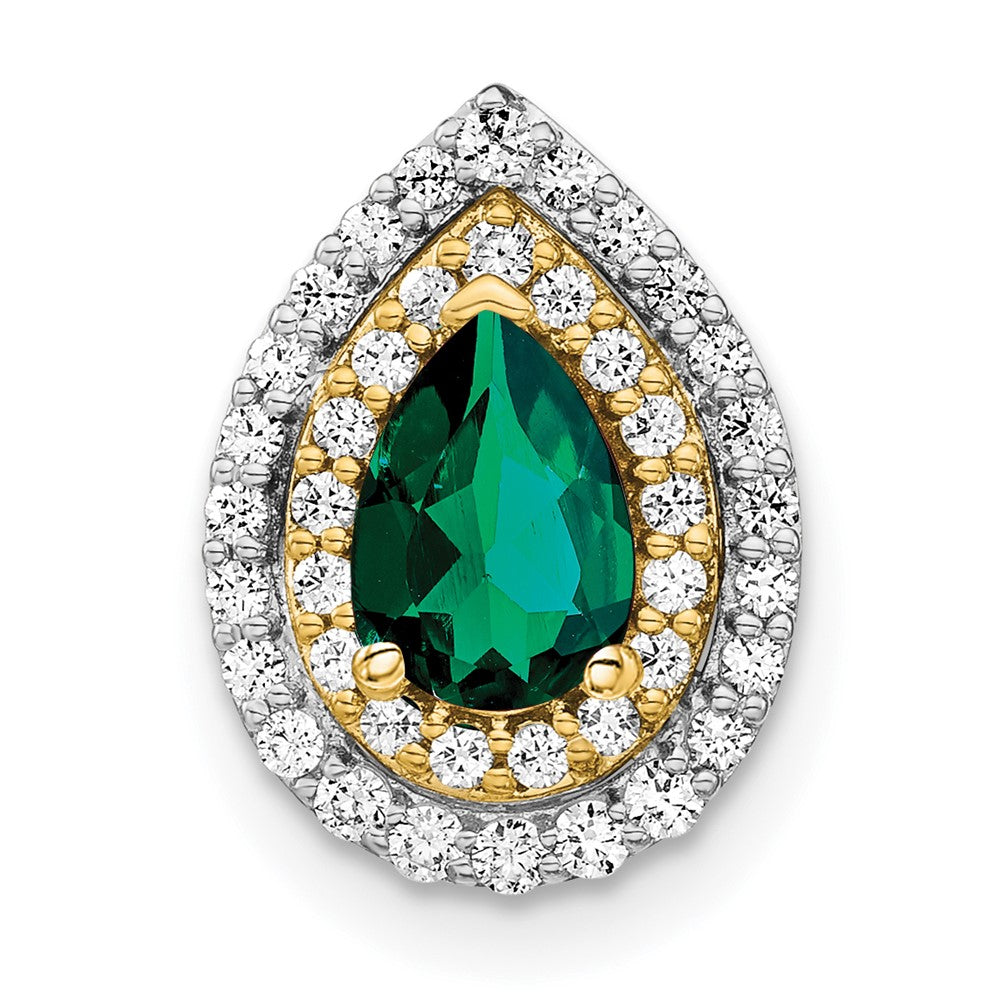 14k two tone gold lab grown real diamond created emerald pendant pm7502 cem 052 wylg