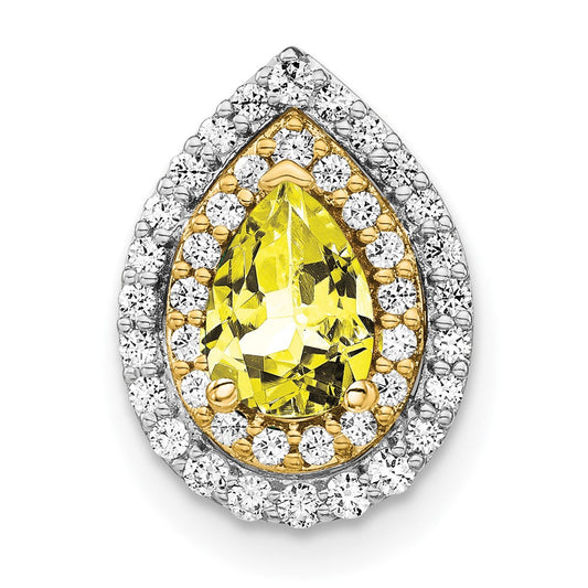 14k two tone gold lab grown real diamond created yellow sapphire pendant pm7502 cys 052 wylg