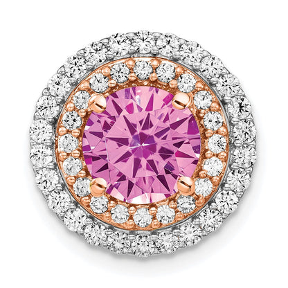 14k two tone gold lab grown real diamond created pink sapphire pendant pm7503 cps 063 wrlg