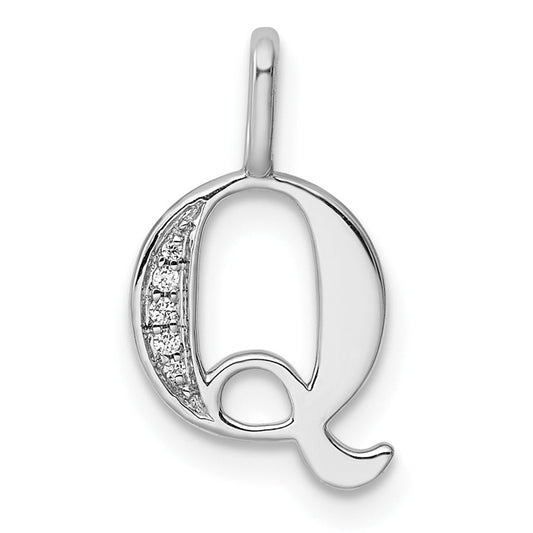 14k white gold real diamond letter q initial pendant pm8365q 002 wa