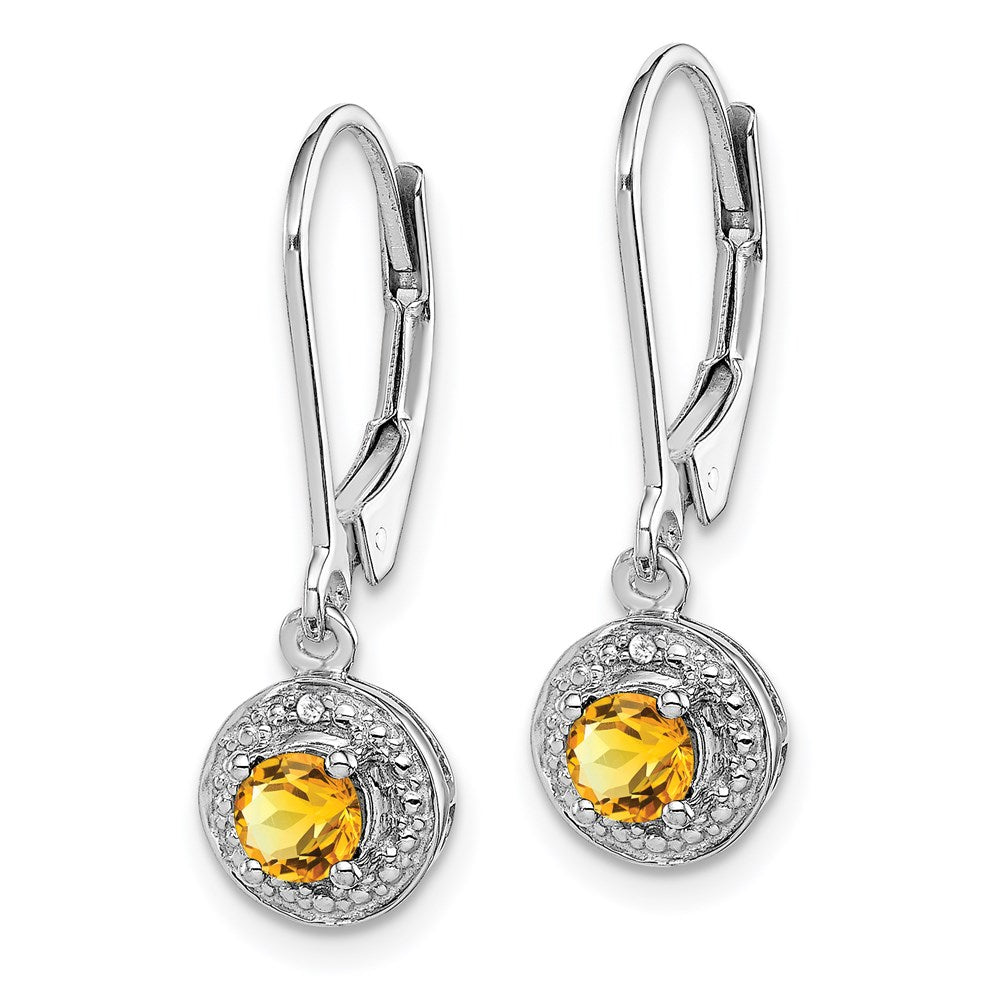 Sterling Silver Rhodium-plated Diamond u0026 Citrine Earrings