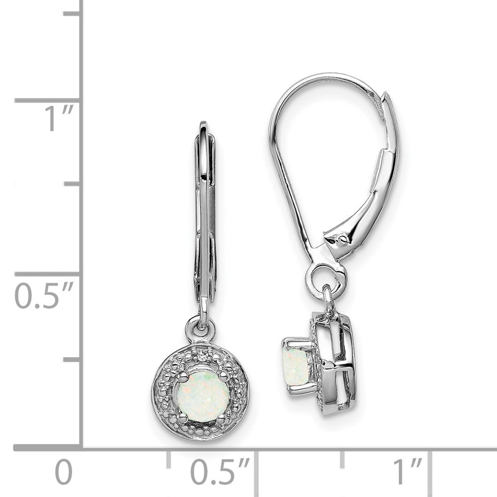 Sterling Silver Rhodium-plated Diamond u0026 Created Opal Earrings