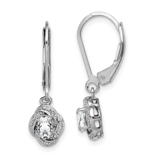 Sterling Silver Rhodium-plated Diamond u0026 White Topaz Earrings