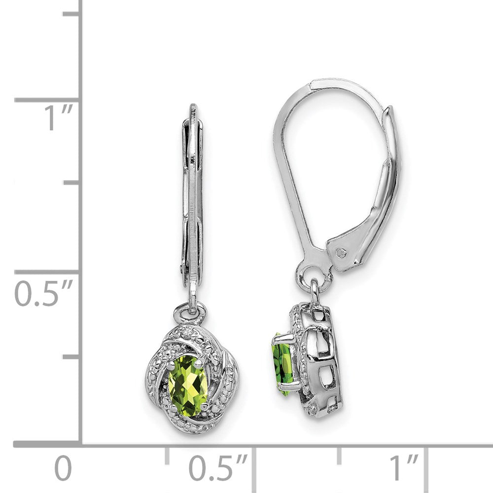 Sterling Silver Rhodium-plated Diamond u0026 Peridot Earrings