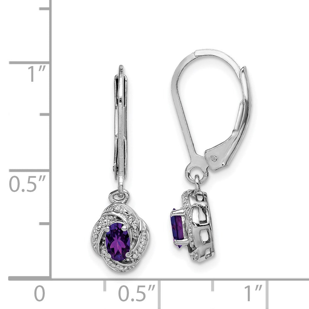 Sterling Silver Rhodium-plated Diamond u0026 Amethyst Earrings