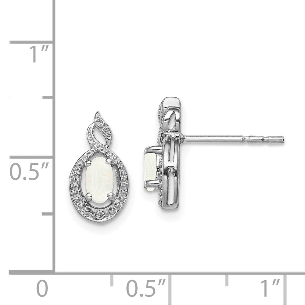 Sterling Silver Rhodium-plated Created Opal u0026 Diamond Earrings