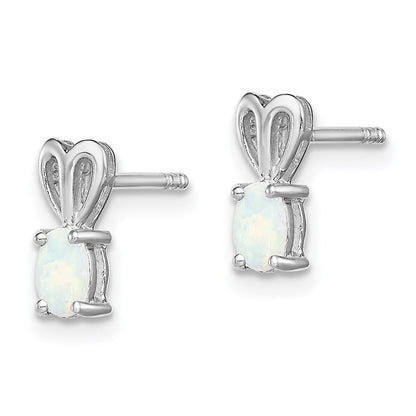 Sterling Silver Rhodium-plated Created Opal Earrings