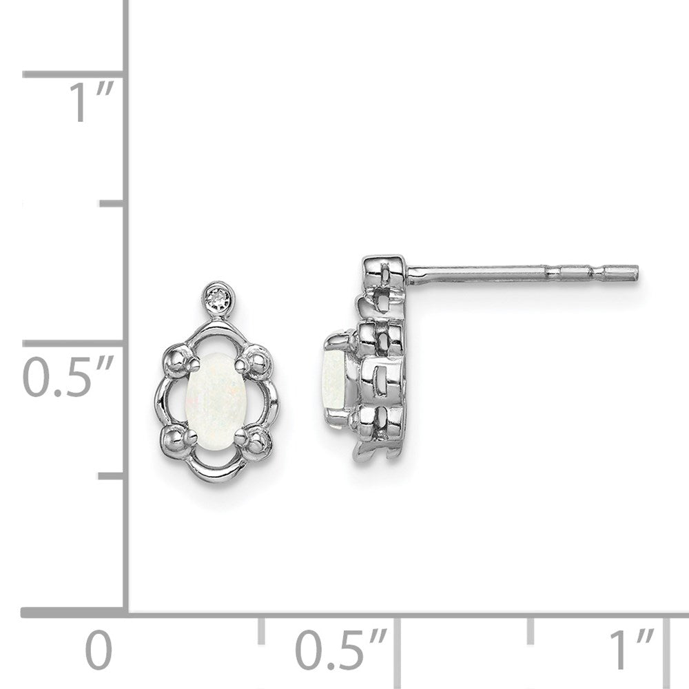 Sterling Silver Rhodium-plated Created Opal u0026 Diamond Earrings
