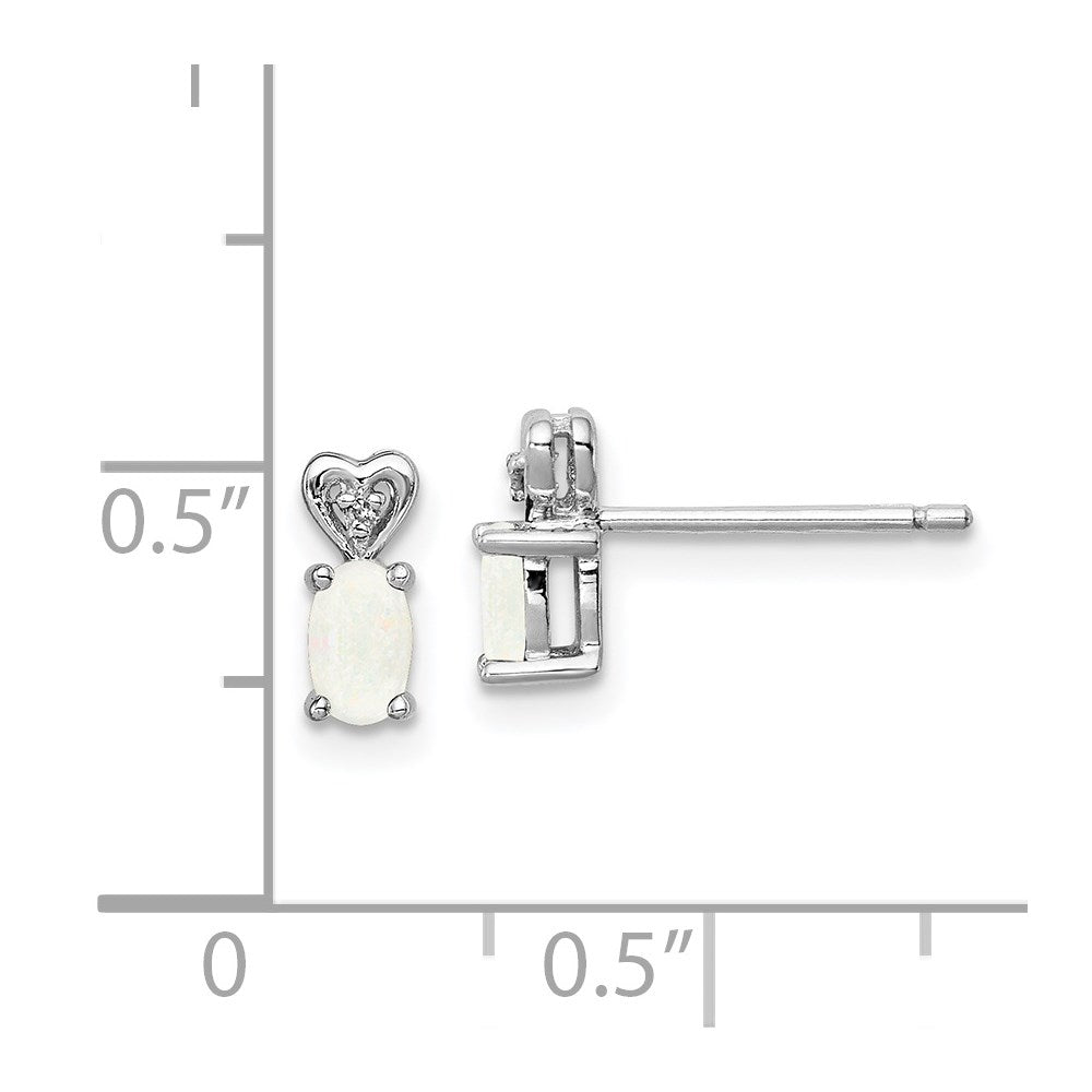 Sterling Silver Rhodium-plated Created Opal u0026 Diamond Earrings