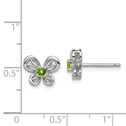Sterling Silver Rhodium-plated Peridot Earrings