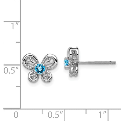 Sterling Silver Rhodium-plated Light Swiss Blue Topaz Earrings