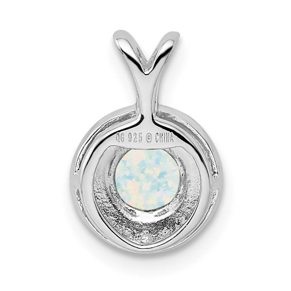 Sterling Silver Rhodium-plated Diamond u0026 Created Opal Pendant