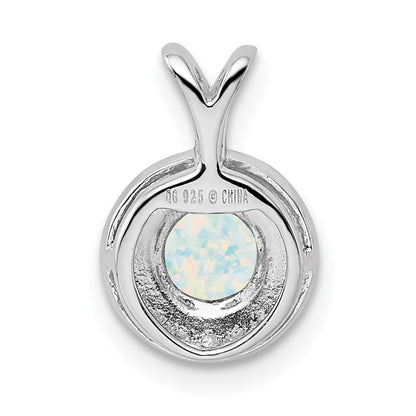 Sterling Silver Rhodium-plated Diamond u0026 Created Opal Pendant