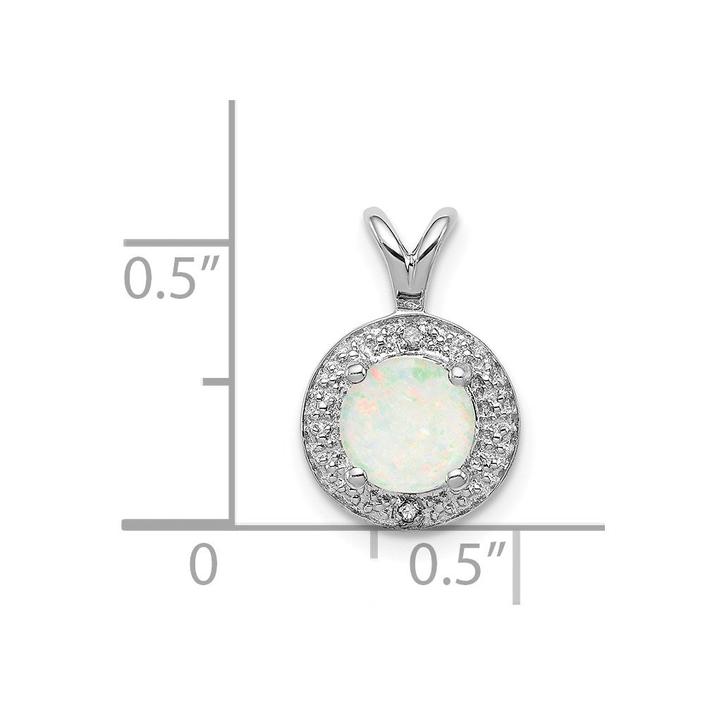Sterling Silver Rhodium-plated Diamond u0026 Created Opal Pendant