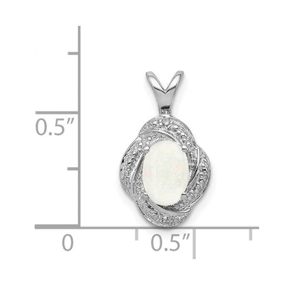 Sterling Silver Rhodium-plated Diamond u0026 Created Opal Pendant