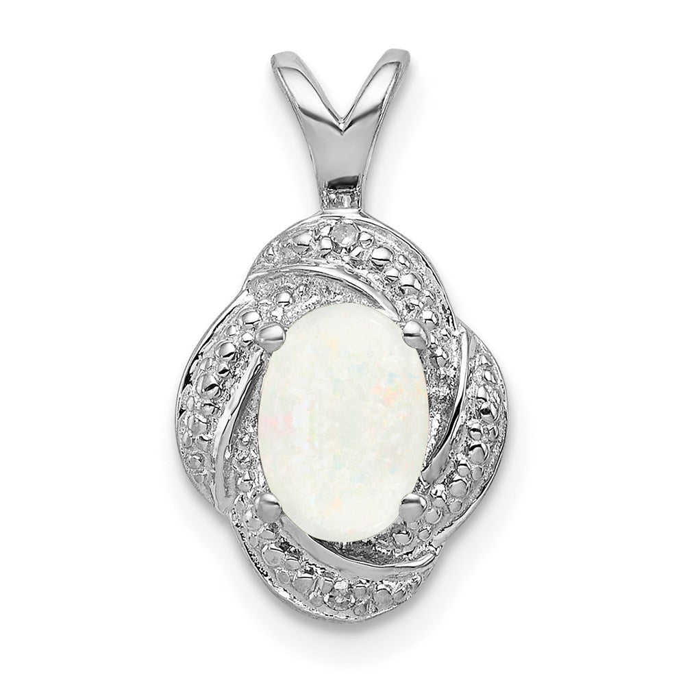 Sterling Silver Rhodium-plated Diamond u0026 Created Opal Pendant