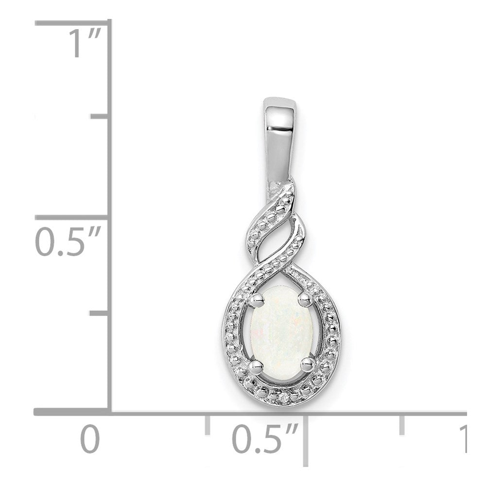 Sterling Silver Rhodium-plated Created Opal u0026 Diamond Pendant