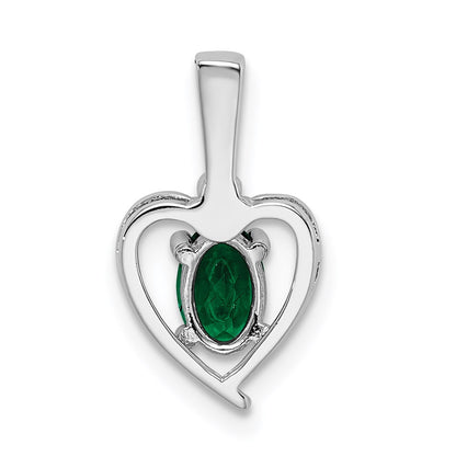 Sterling Silver Rhodium-plated Created Emerald u0026 Diamond Pendant