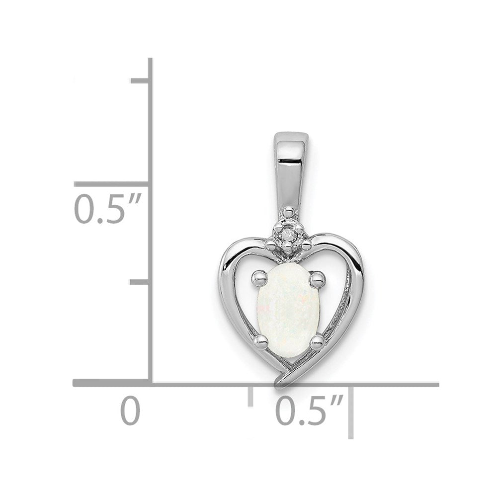 Sterling Silver Rhodium-plated Created Opal u0026 Diamond Pendant